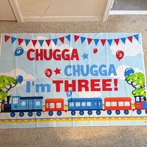 Chugga Chugga I'm Three Birthday Banner